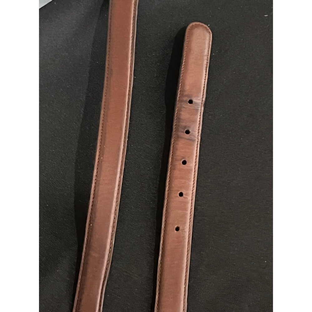 Dooney & Bourke Mens Brown Curried Bridle Leather Belt Brass Buckle Size 38 - Picture 4 of 5